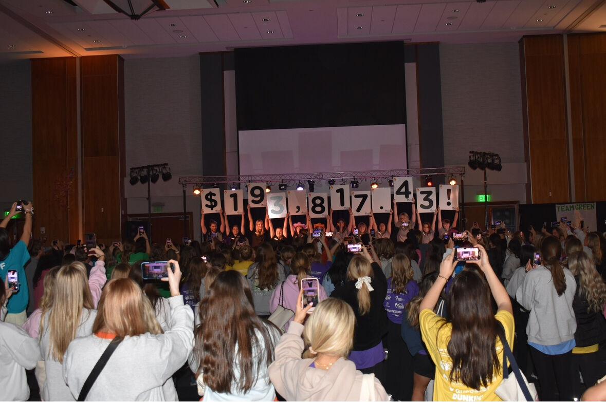 VOLthon leaders reveal the amount of money raised for East Tennessee Children’s Hospital at Dance Marathon.