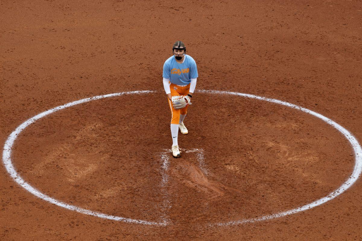 Sage Mardjetko (6) winds up to deliver the pitch against Georgia Tech at Sherri Parker Lee Stadium. Saturday, Sept. 28, 2024.