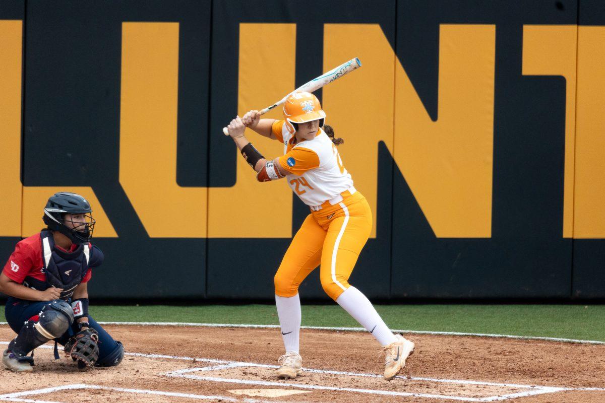 McKenna Gibson (24) against Dayton at Sherri Parker Lee Stadium in the NCAA Knoxville Regional. Friday, May 17, 2024.