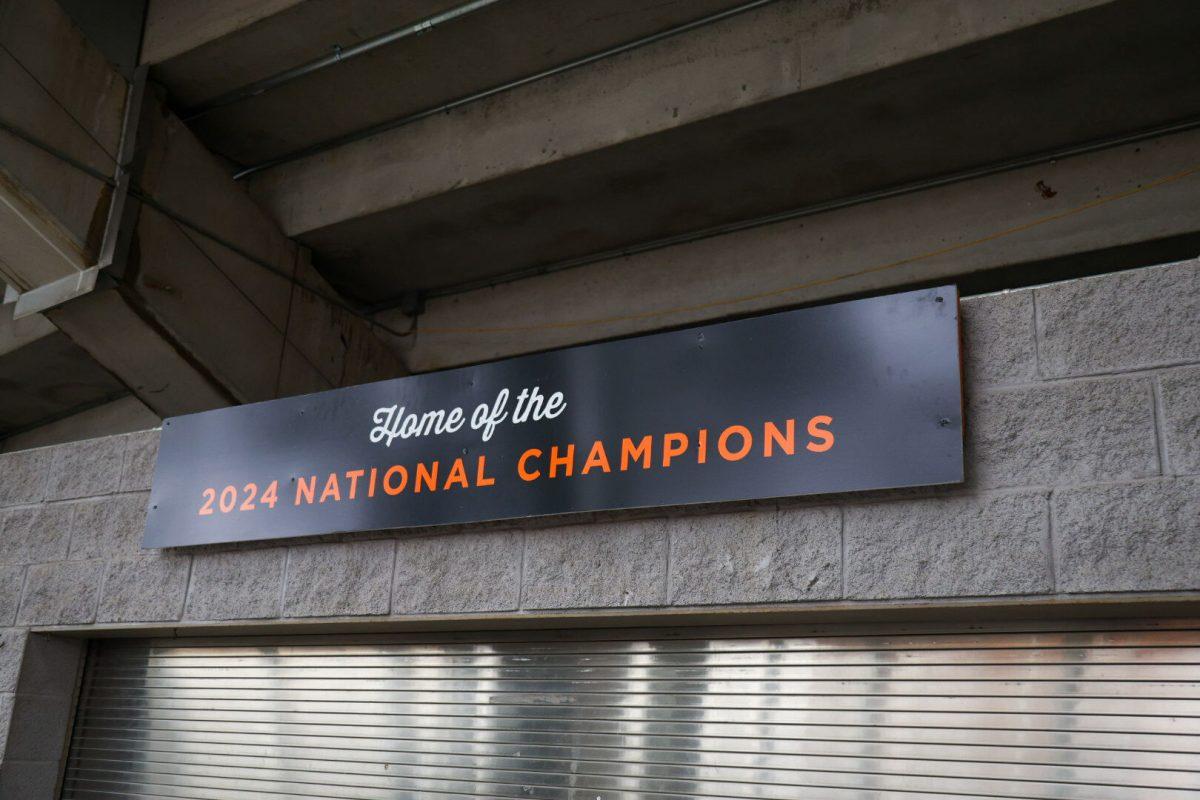 New signage above the concessions stand in Lindsey Nelson Stadium during renovation. Monday, Feb. 10, 2025. 