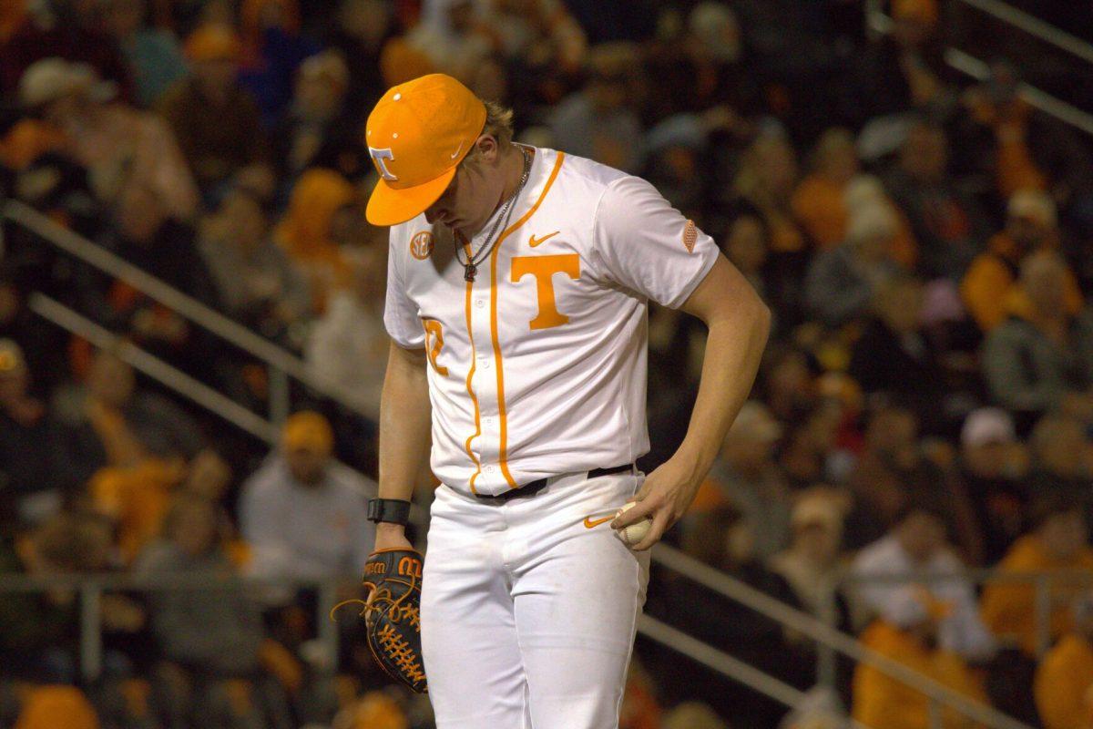 Liam Doyle (12) prepares to throw a pitch against St. Bonaventure at Lindsey Nelson Stadium. Friday, March 7, 2025.