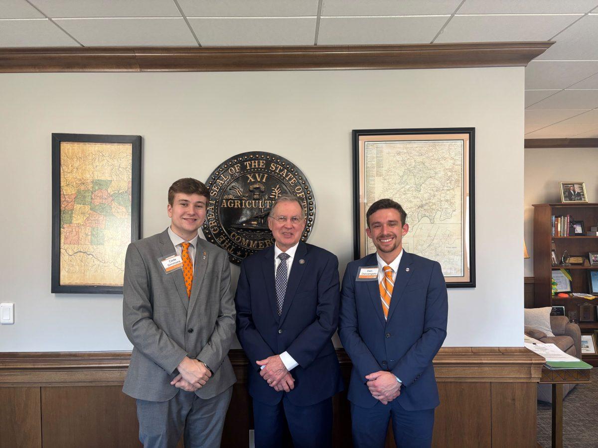 SGA visit to Nashville featuring from left to right: Cade Simmons, State Sen. Ferrell Haile and Don Darcangelo. Friday, March 28, 2025.