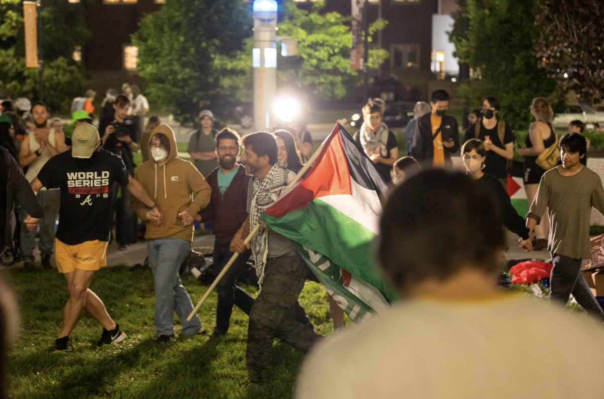 Students and community members in support of Palestine celebrate on the lawn outside of the Student Union. Friday, May 3, 2024.