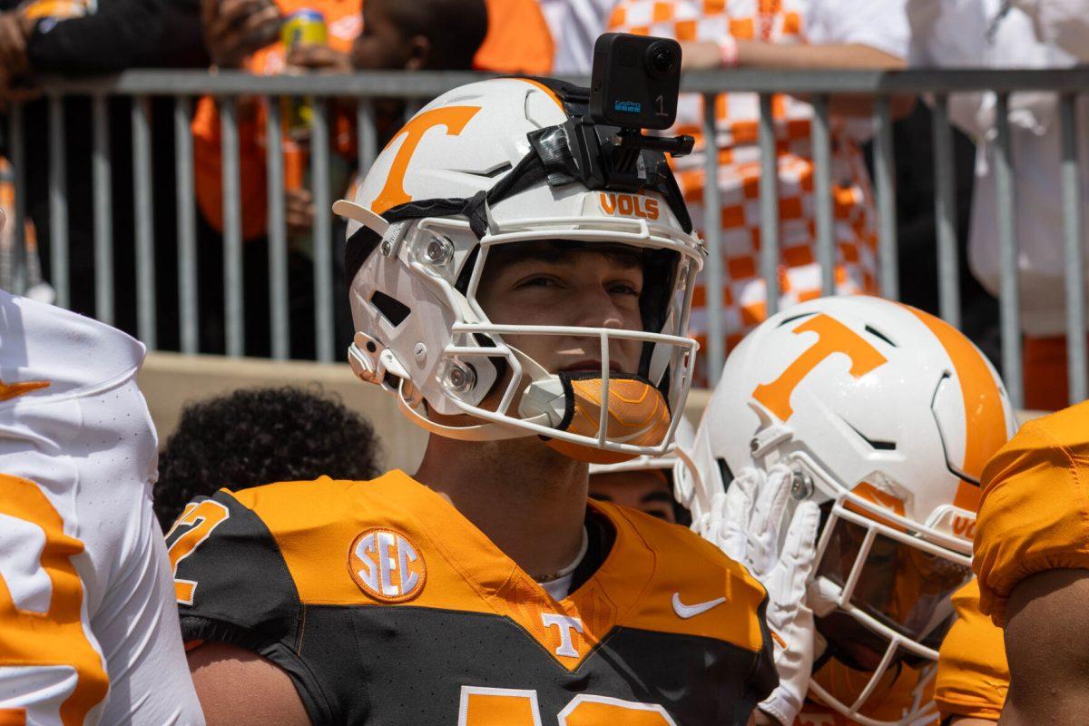 Jake Merklinger enters Neyland Stadium during Orange &amp; White game. Saturday, April 12, 2025.