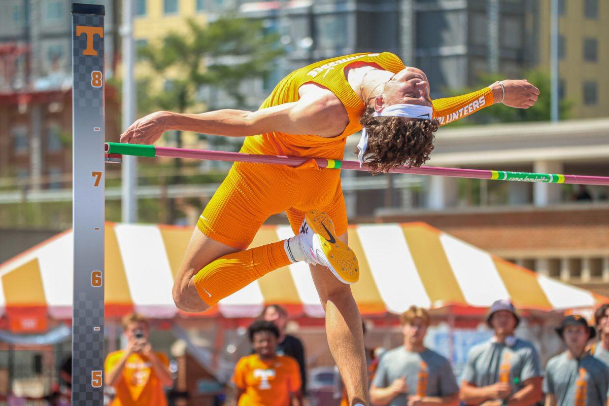 Grant Campbell's jump attempt to try and tie for the highest jump in NCAA this season, at Tom Black Track At LaPorte Stadium. Saturday, April 5, 2025