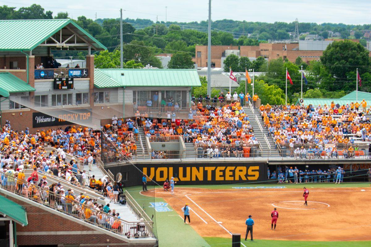 The Tennessee Lady Volunteers and Nebraska Cornhuskers compete in the NCAA Super Regional round at Sherri Parker Lee Stadium. Sunday, May 25, 2025.