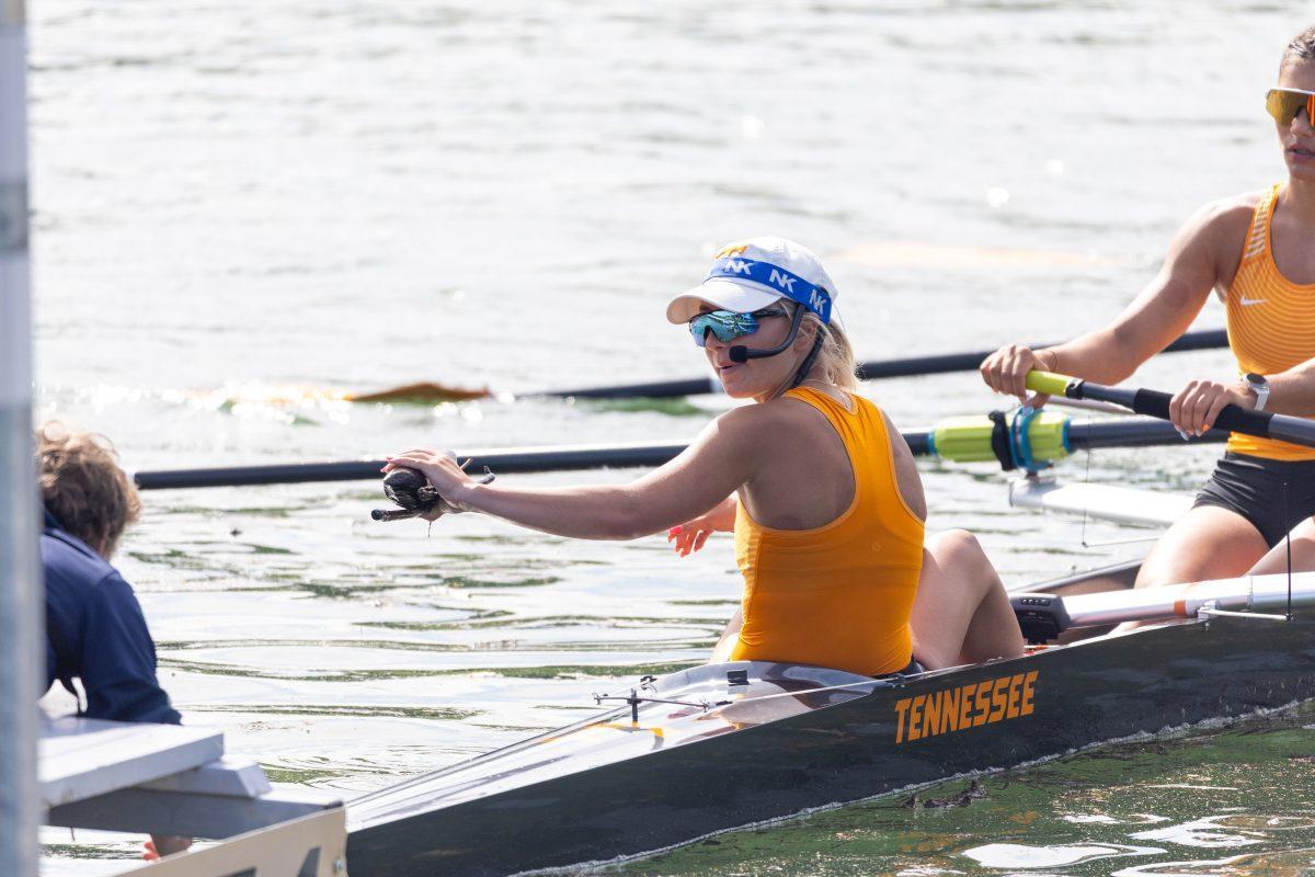Coxswain of Tennessee’s 2V8, Taryn Graves, seen before the race at the SEC Championship on Melton Hill Lake. Sunday, May 11, 2025. 