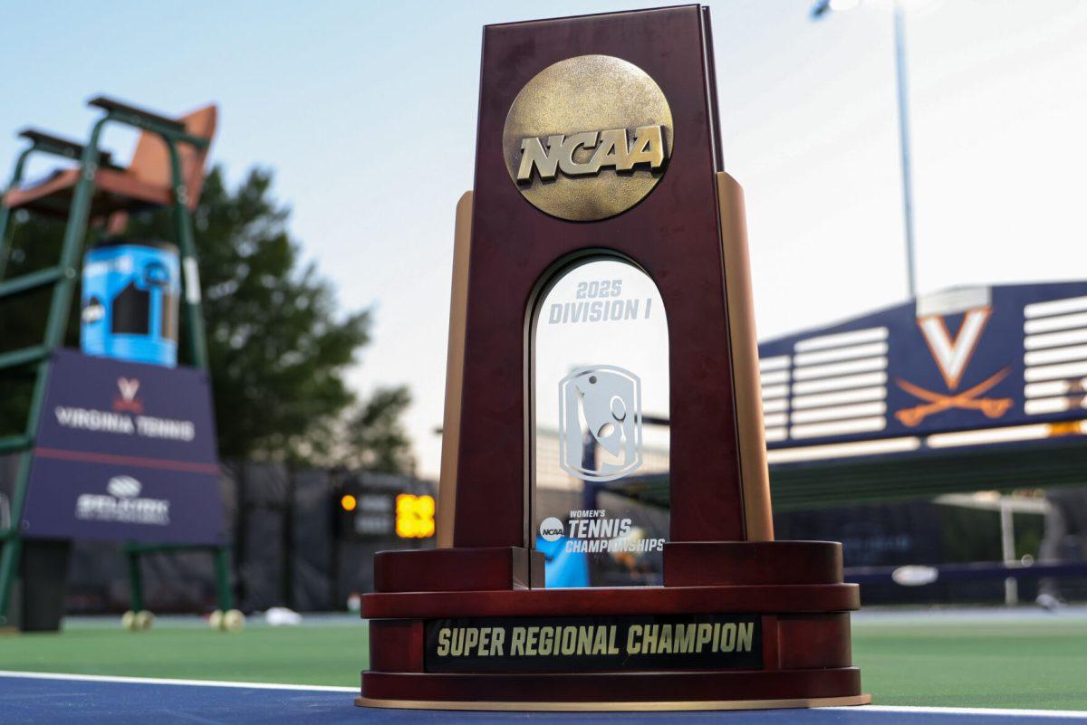 Team Super Regional Champions trophy on the court after the lady vols’ match against Virginia at UVA Tennis Complex. Friday, May 9, 2025.
