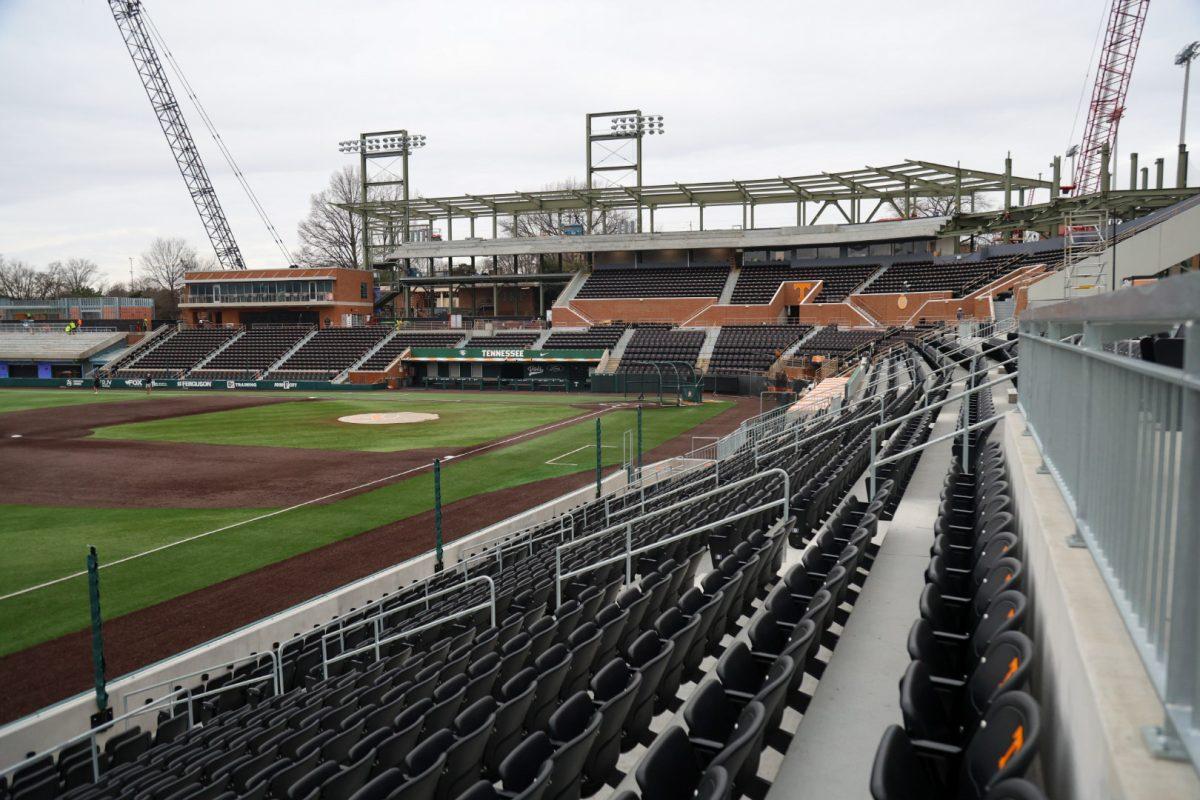 Lindsey Nelson Stadium under construction ahead of season opener. Monday, Feb. 10, 2025. 