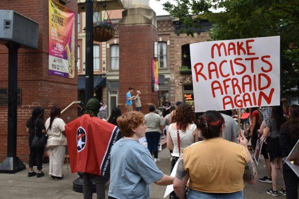 Protesters are seen in downtown Knoxville. Friday, June 13, 2025.