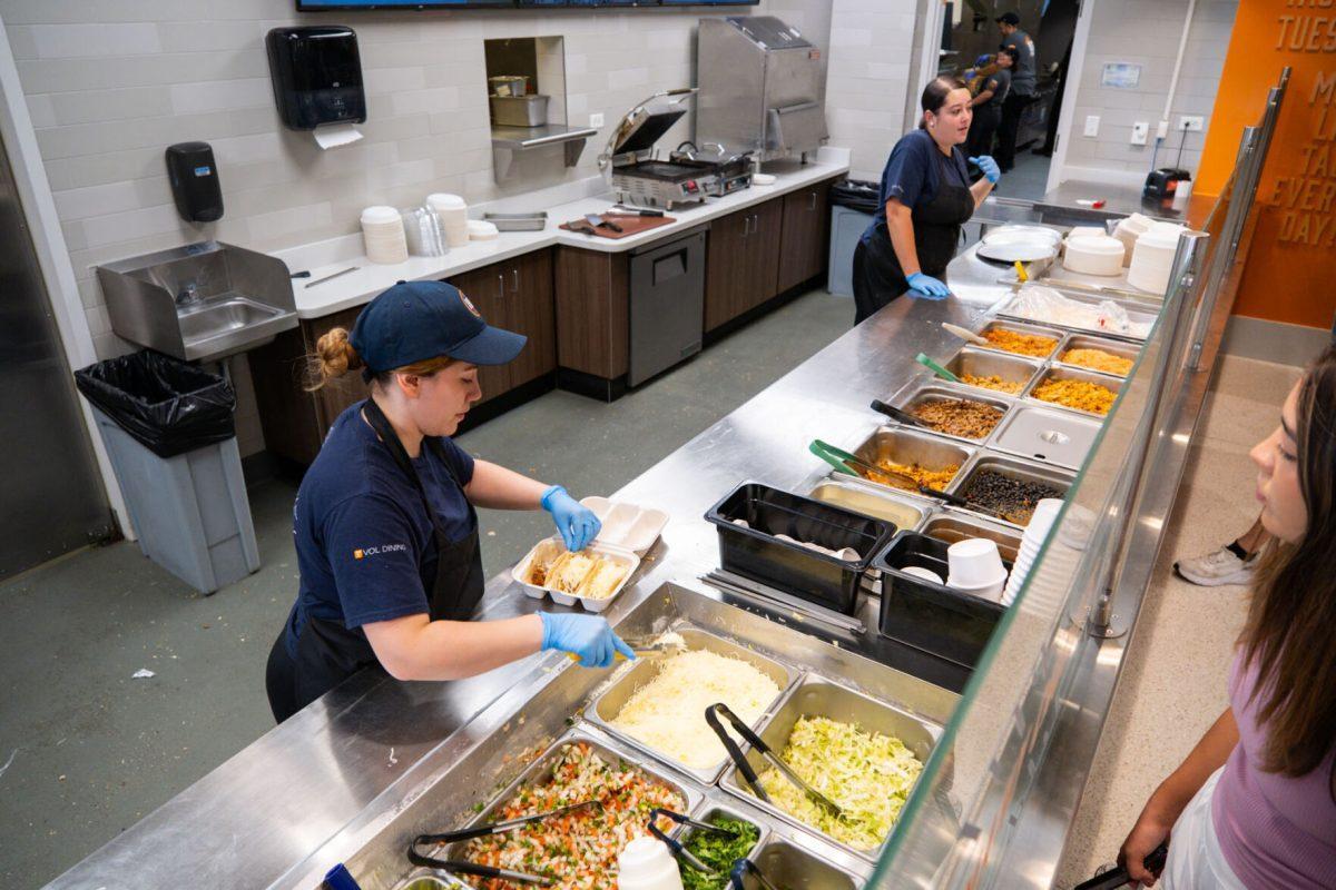 Tacos are prepared at 1817, located in the Student Union, Friday, Aug. 22, 2025.