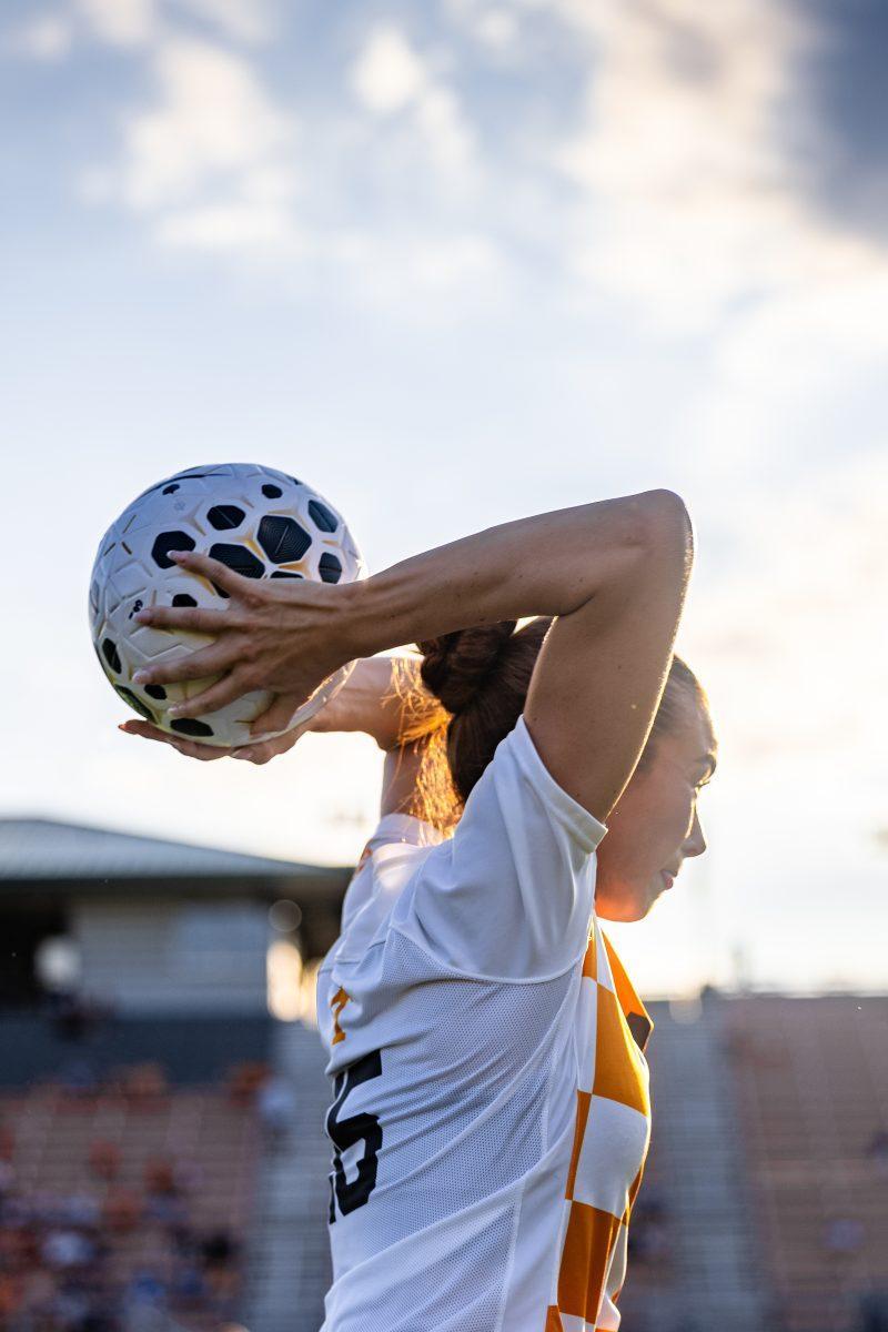 Tennessee Lady Volunteers face North Carolina in a soccer match. Thursday, Aug. 14, 2025.