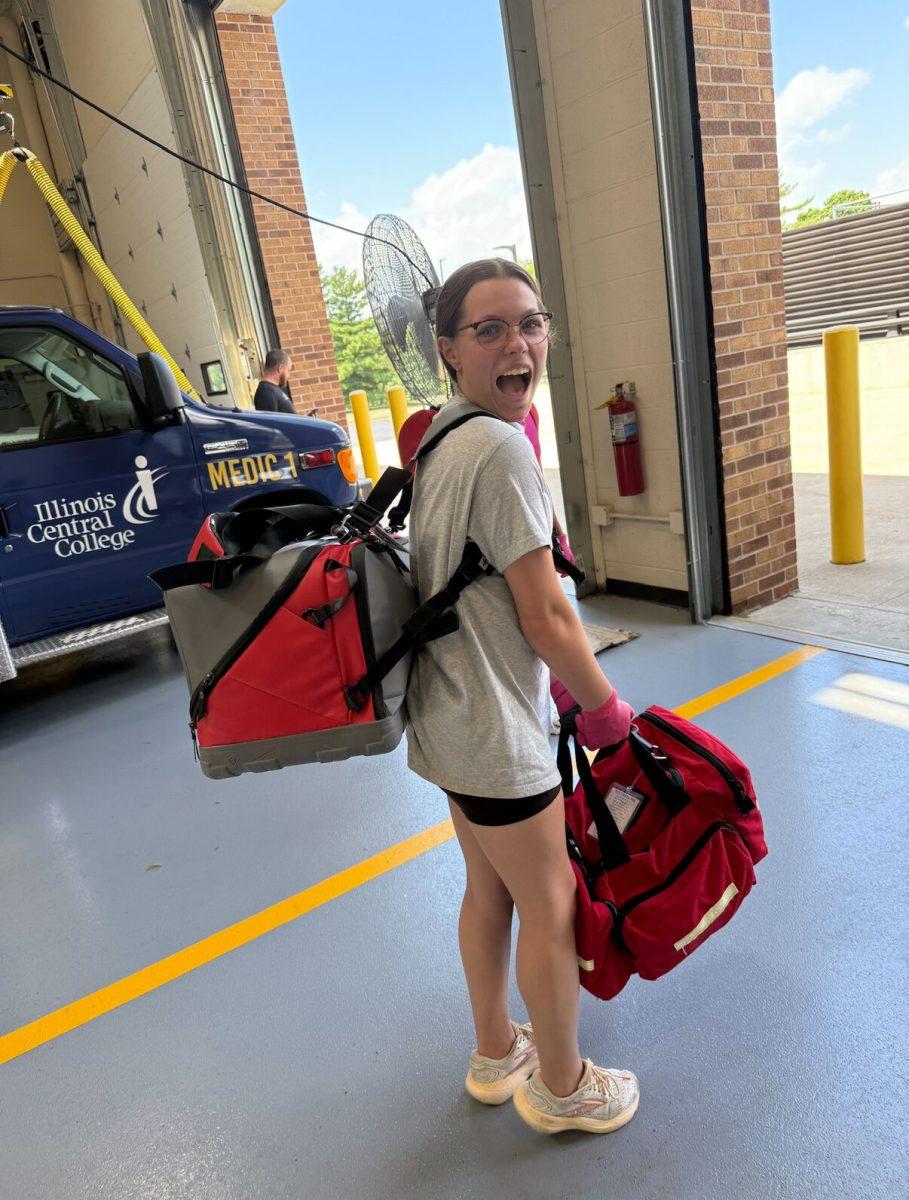 Sophomore Bailey Grunow packs her bags for a clinical shift toward her EMT certification.