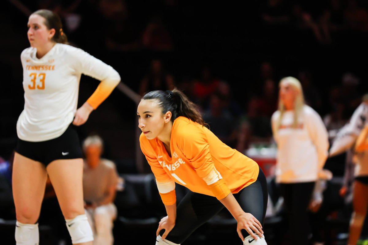 Gülce Güçtekin (1) during a match against Rider in Thompson-Boling Arena at Food City Center. Thursday, Sept. 18, 2025.