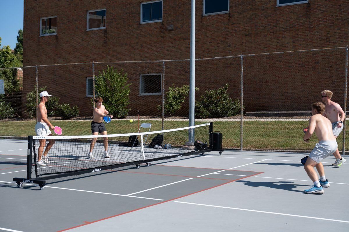Students playing pickle ball on the TRECS courts. Friday, Sept. 19, 2025