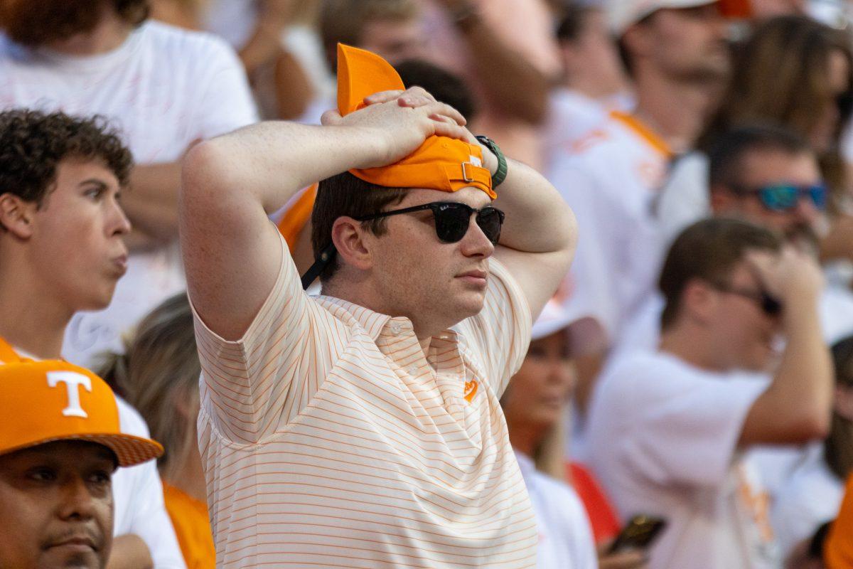 Fans react to a missed field goal during a game against Georgia at Neyland Stadium. Saturday, Sept. 13, 2025.