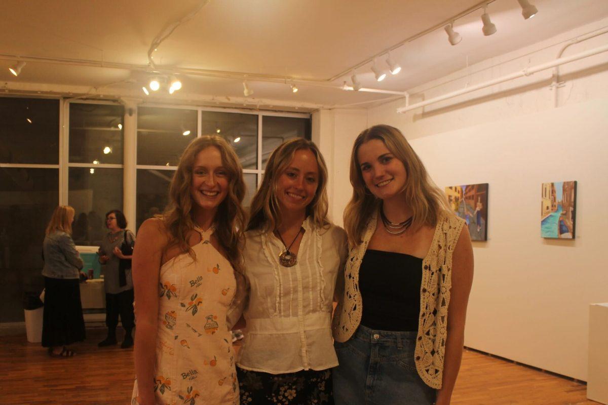 Lilli Call, Julia Johnson and Iris Love at their opening of "Timeless," a shared art exhibit at Gallery 1010. Friday, Sept. 5, 2025. 