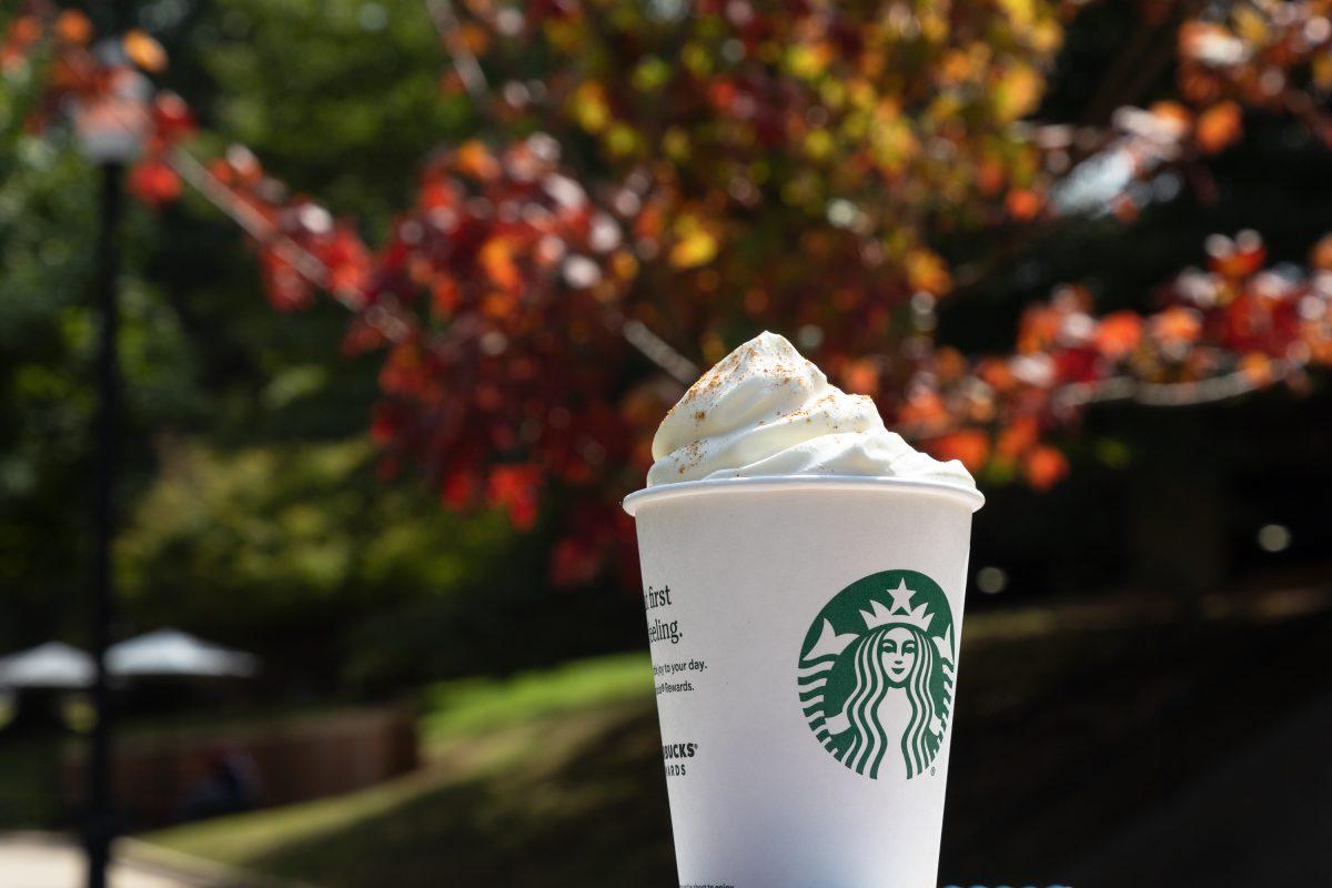 A pumpkin spice latte and leaves changing colors. Tuesday, Sept. 23, 2025.
