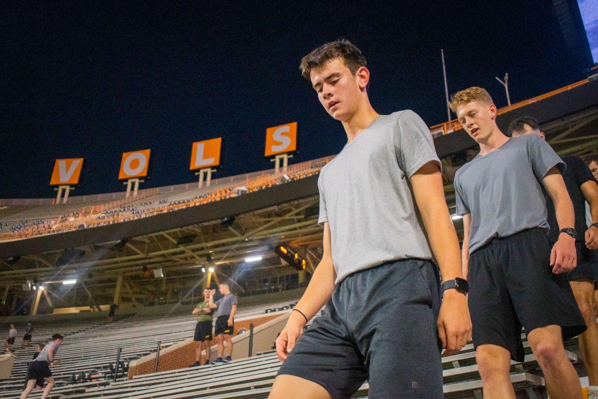The University of Tennessee Army ROTC, Air Force ROTC and others participate in the annual Sept. 11 Memorial Stair Climb at Neyland Stadium. Thursday, Sept. 11, 2025.