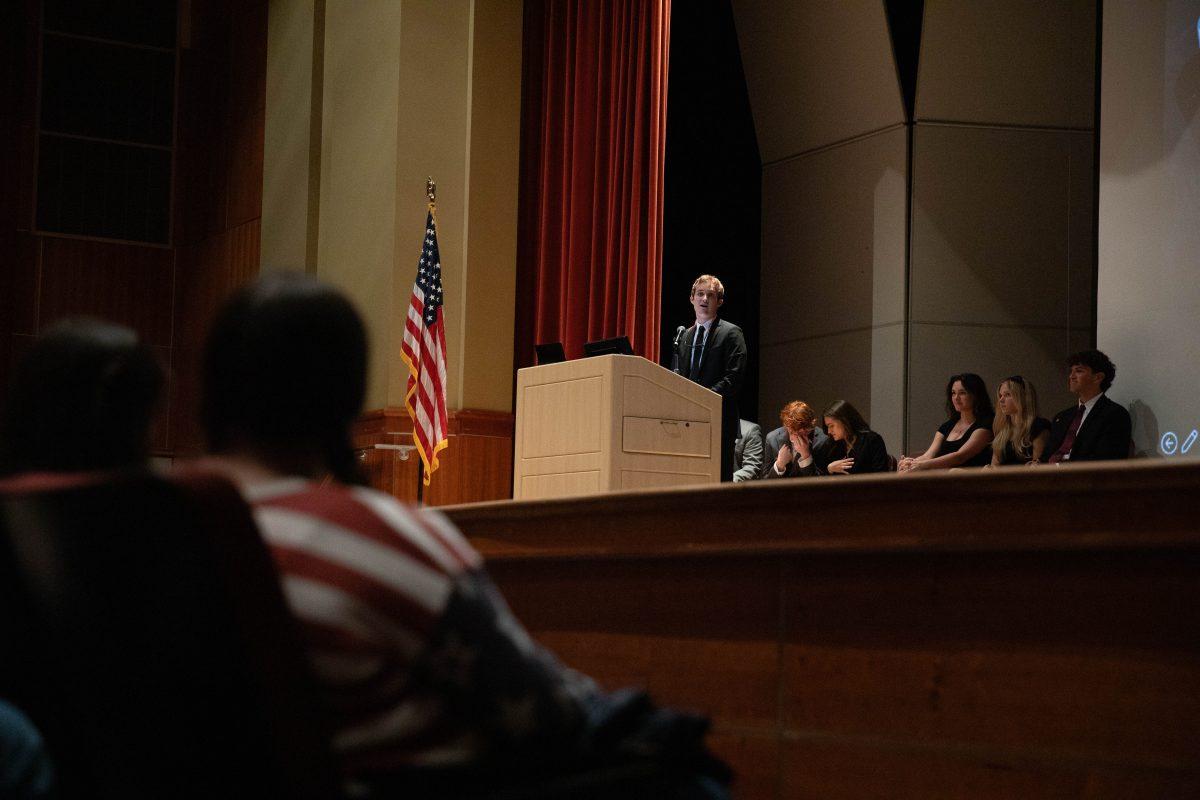 Turning Point Vice President Nick Suttle speaking at Charlie Kirk's remembrance on Sept. 17.