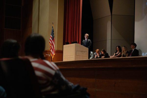 Turning Point Vice President Nick Suttle speaking at Charlie Kirk's remembrance on Sept. 17.