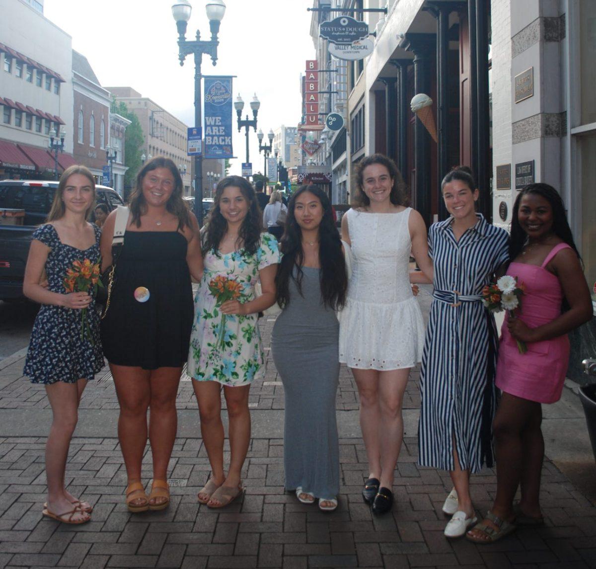 Pictured are Hailey Willmarth, Caroline Kirby, Chloe Seal, Kailey Ahn, Kate Underwood, Grace Mangan, TaKiyah Stewart, the 2025 Women in Sports Collective Executives members. Wednesday, Sept. 9, 2025.  