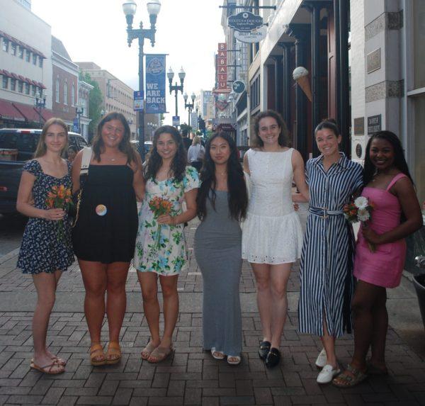 Pictured are Hailey Willmarth, Caroline Kirby, Chloe Seal, Kailey Ahn, Kate Underwood, Grace Mangan, TaKiyah Stewart, the 2025 Women in Sports Collective Executives members. Wednesday, Sept. 9, 2025.  