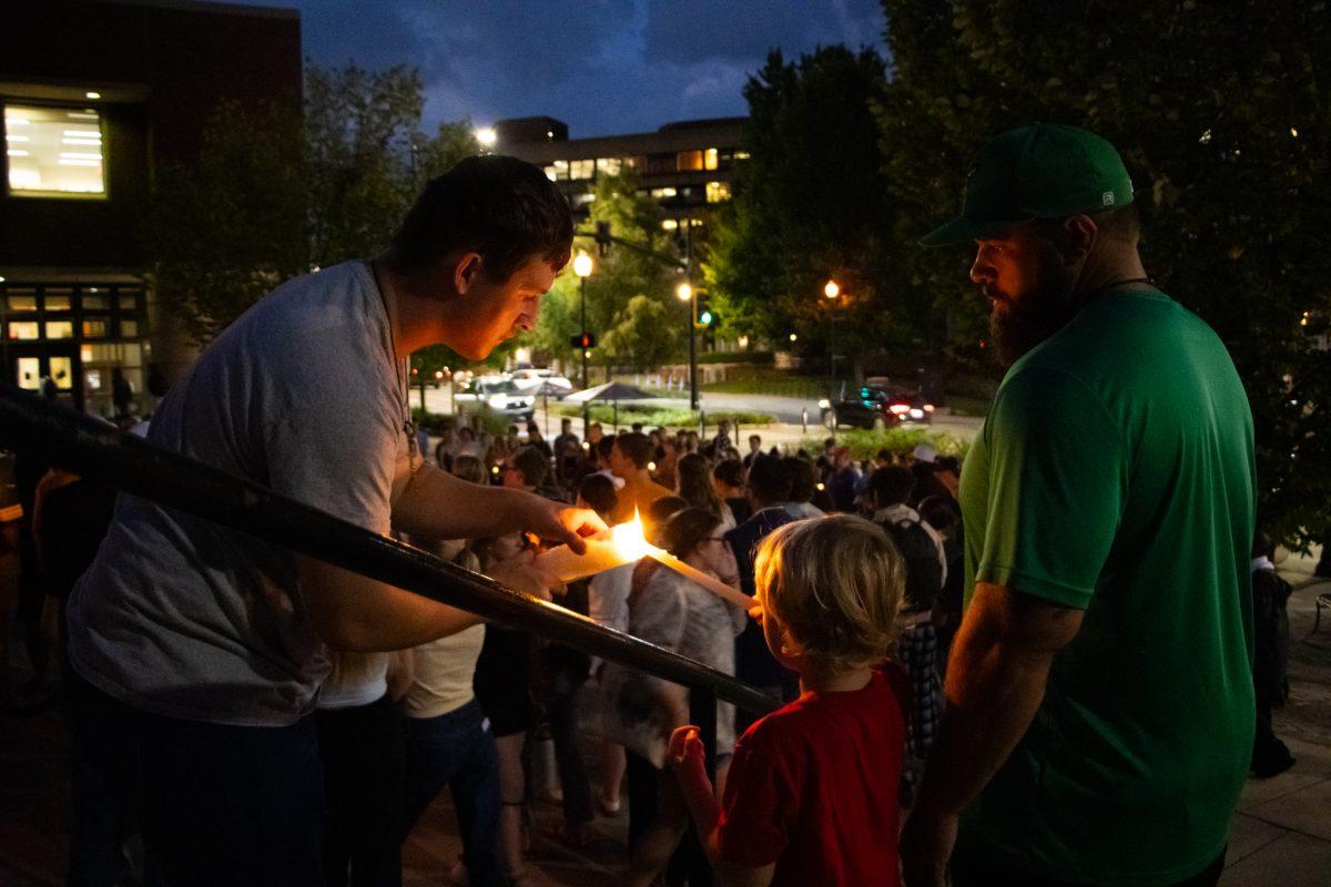 Students gather for a vigil following the assassination of Charlie Kirk, Sep.11, 2025