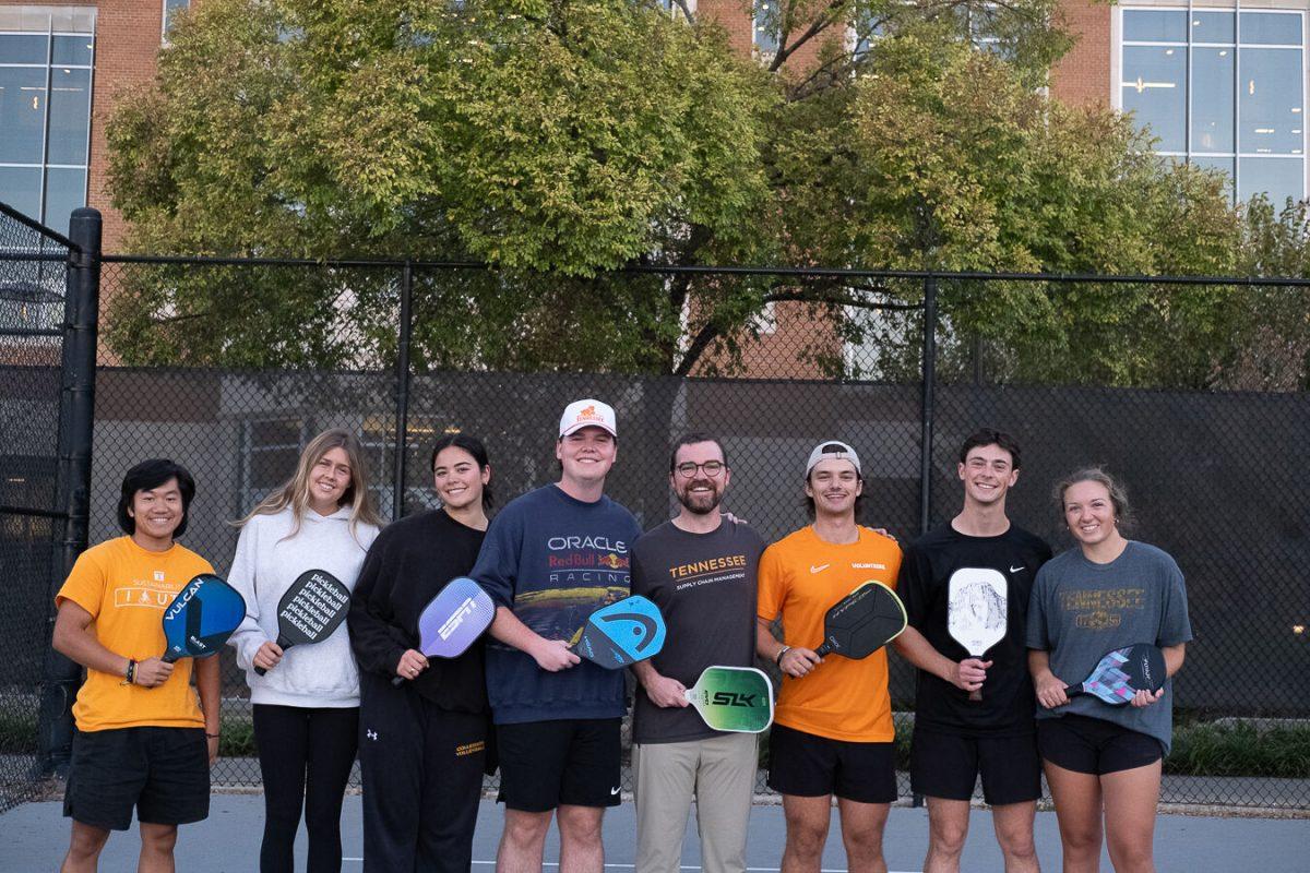 Members of the Supply Chain Management program playing pickleball in the morning of the Oct. 17.