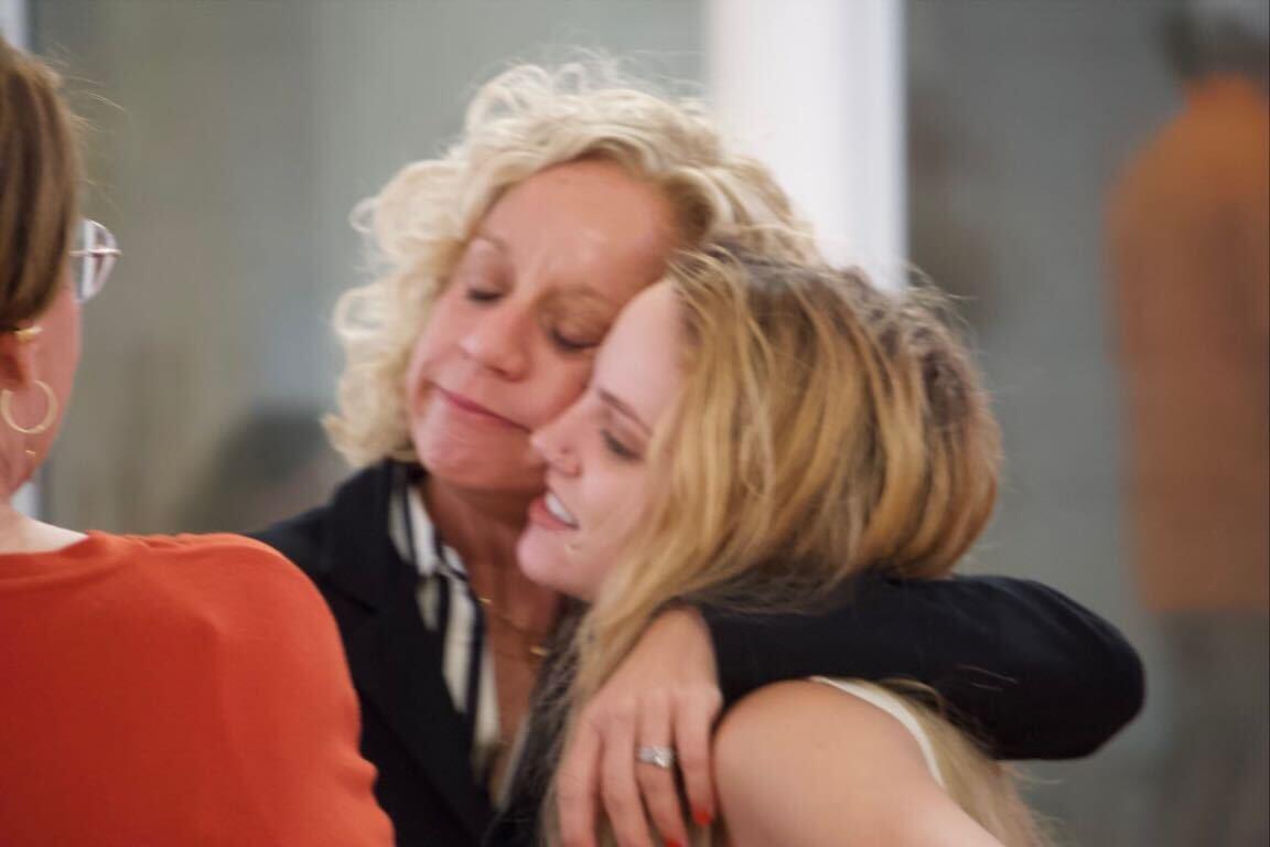 UT student, Anna Babcock, and her mother at her exhibit, "My Ecdysis," at Gallery 1010. Saturday, Oct. 11, 2025