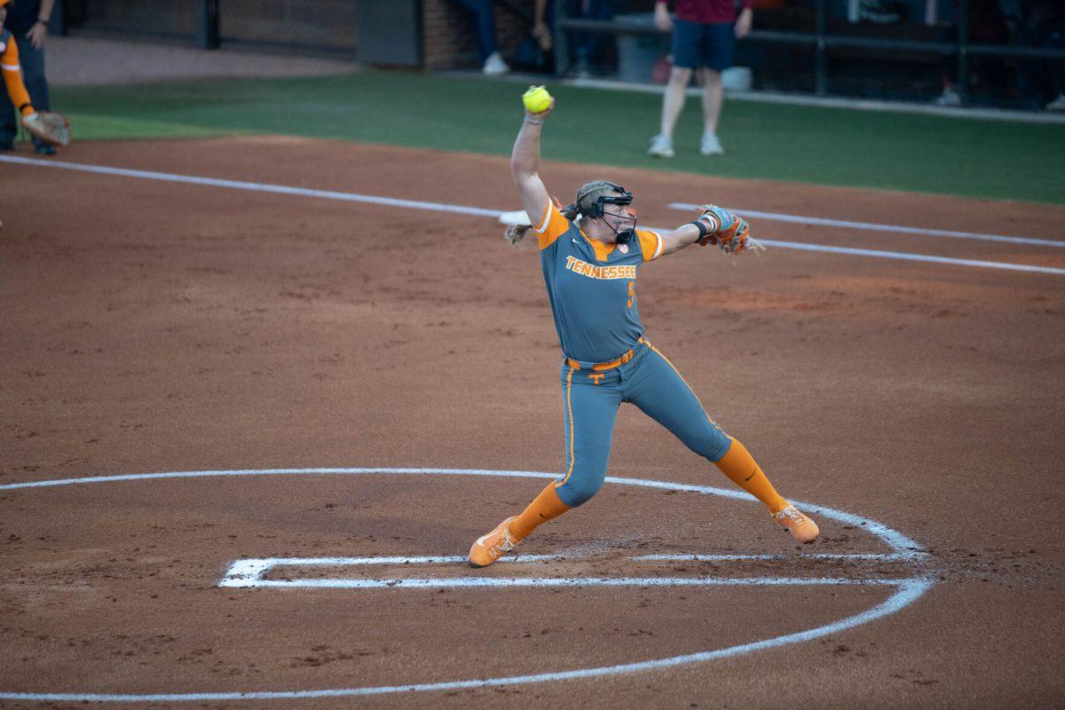 Pitcher Maddi Rutan (5) delivers during a game against Lee, Oct.10, 2025