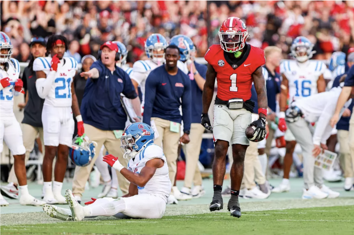 Georgia wide receiver Zachariah Branch (1) during Georgia’s game against Ole Miss at Sanford Stadium in Athens, Ga., on Saturday, Oct. 18, 2025.
