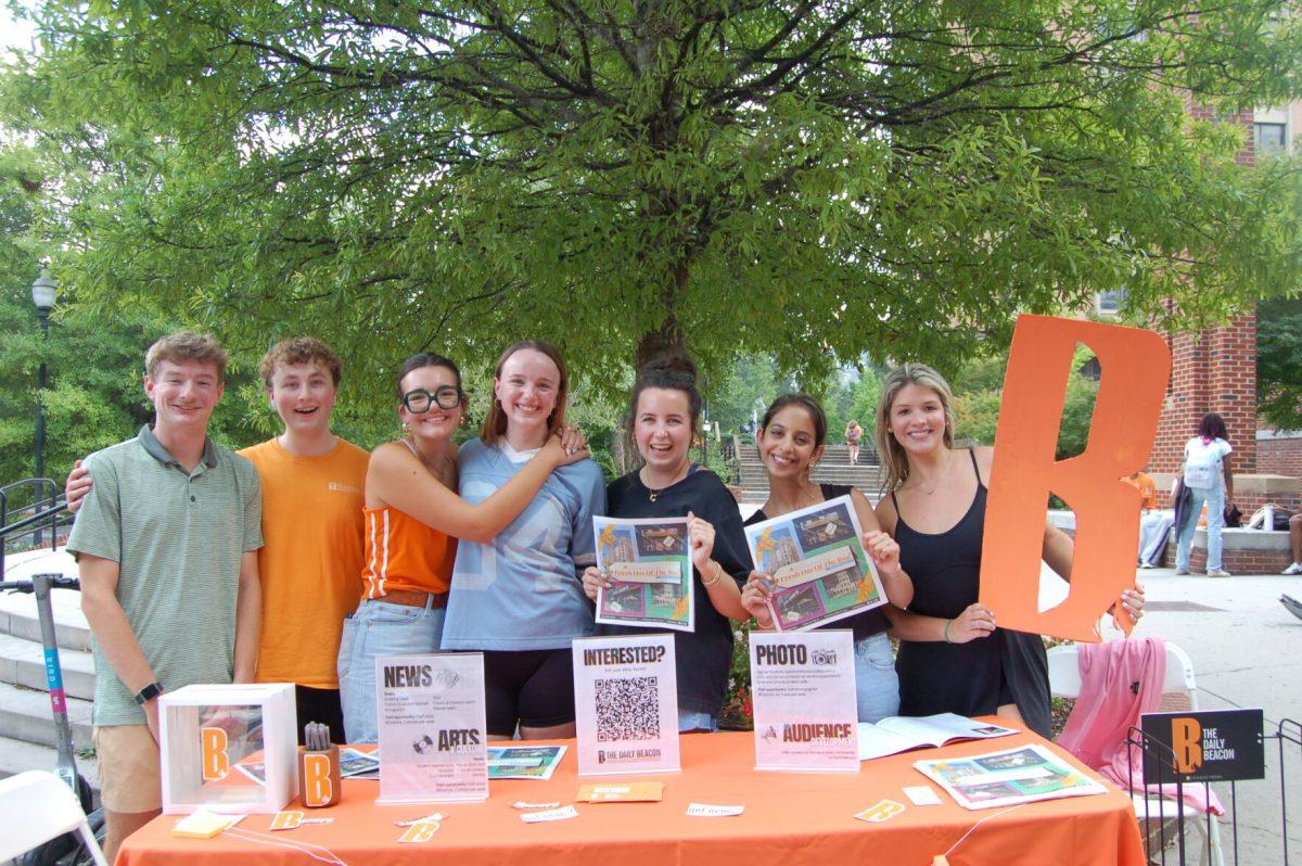 The Daily Beacon editorial team greets students at the Student Engagement Fair.
