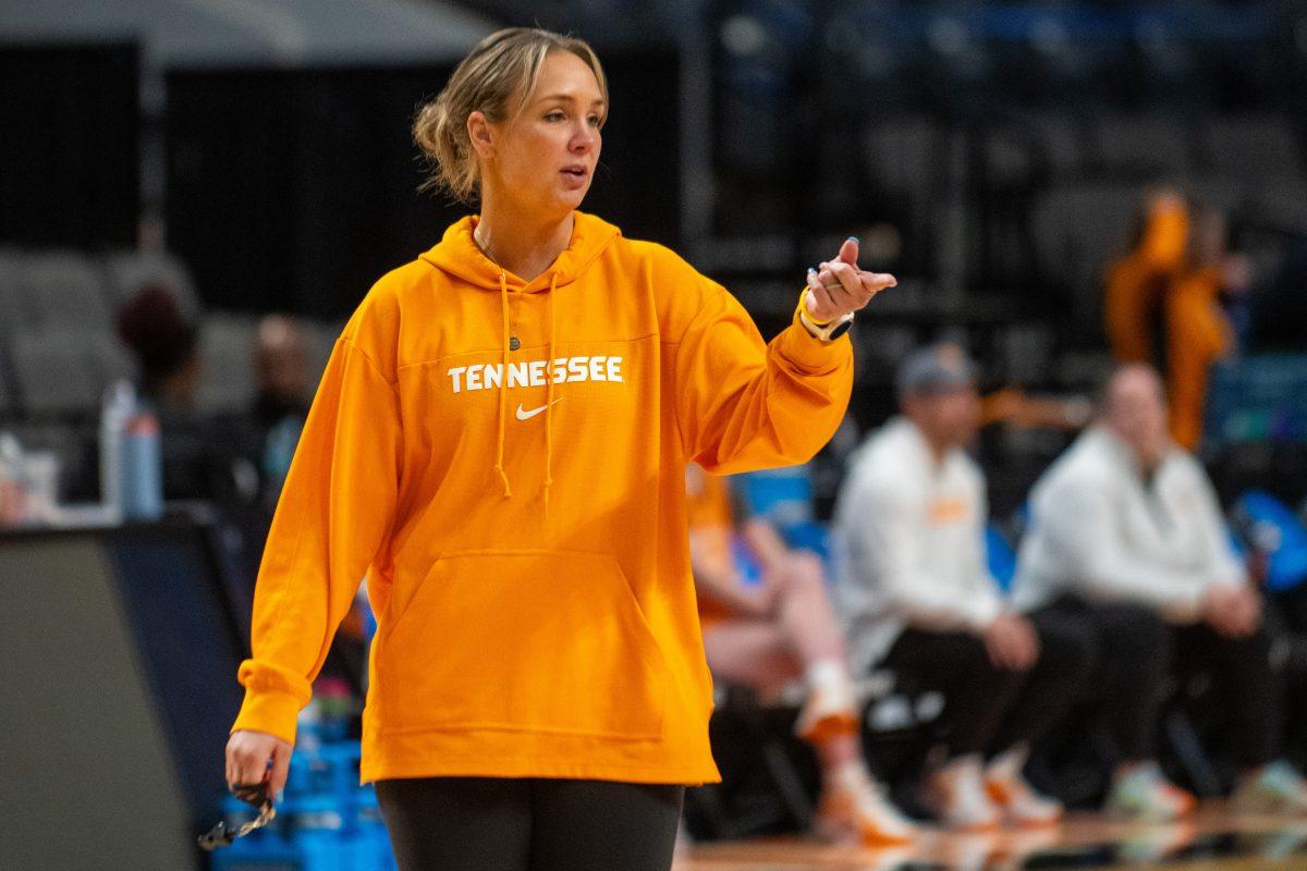 Tennessee women's basketball head coach Kim Caldwell during practice prior to the Lady Vols' NCAA Tournament game against Texas at Legacy Arena. Friday, March 28, 2025.