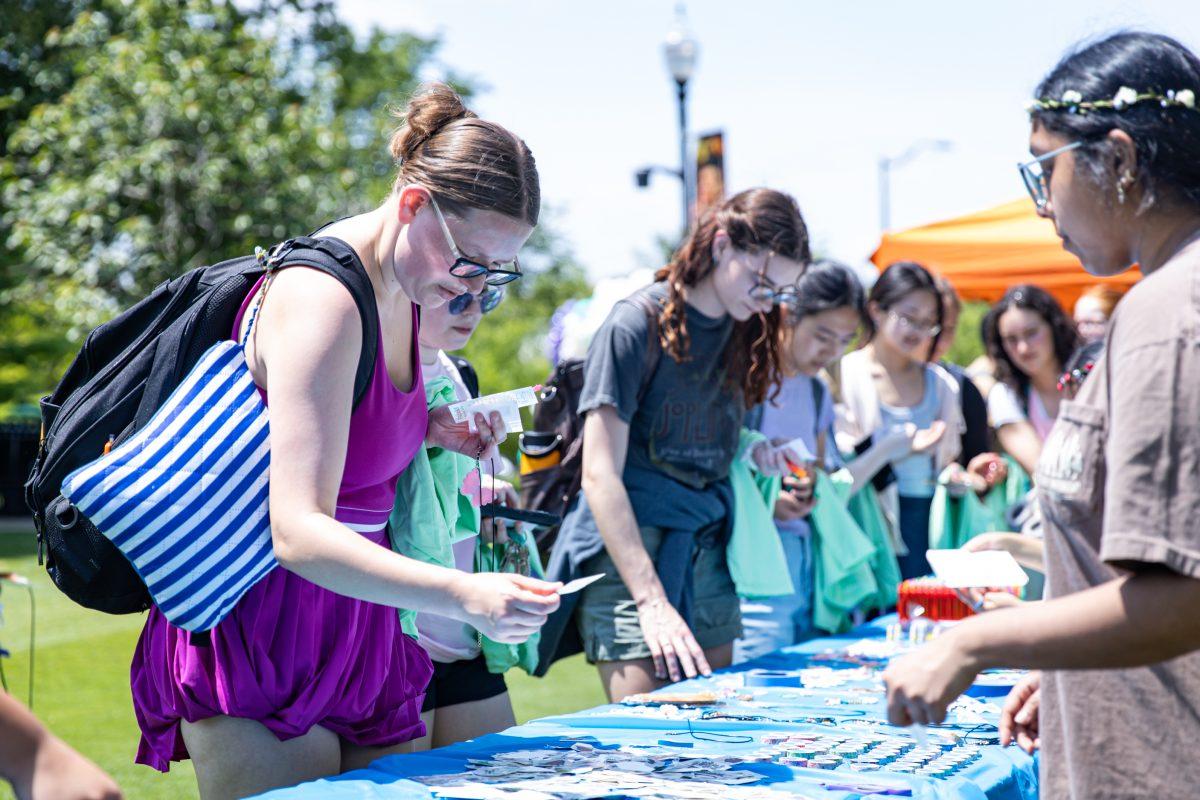 Students attend the “Garden Party” event at Circle Park. Tuesday, April 29, 2025.