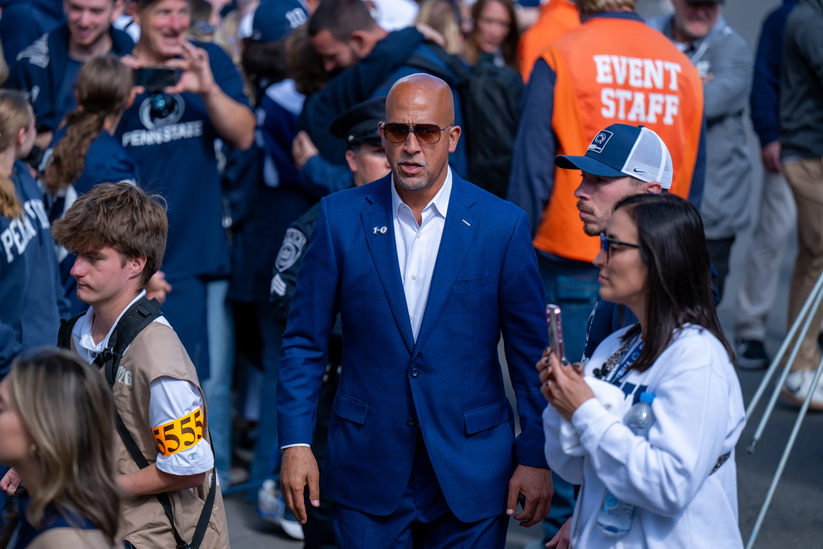 Penn State's James Franklin during team arrival at West Shore Home Field at Beaver Stadium. The Nittany Lions lost to the Wildcats 22-21 at West Shore Home Field at Beaver Stadium on October 11th, 2025. Photo by Megan Smarkusky