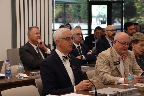 David Miller and Keith Carver at the Board of Trustees meeting on Friday, Oct. 24.