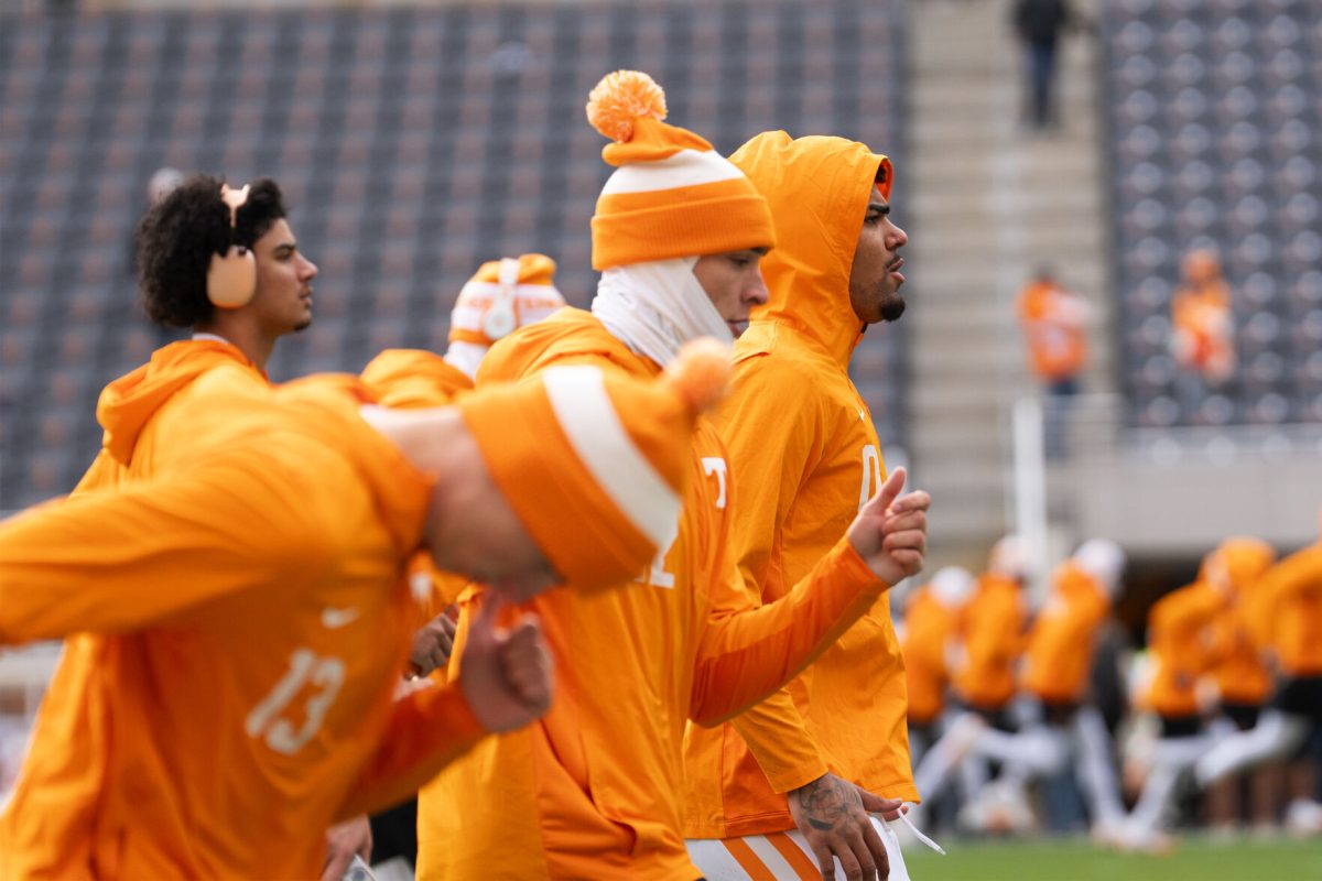 The Vols warm-up before taking on Vanderbilt at Neyland Stadium. Saturday, Nov. 29, 2025.
