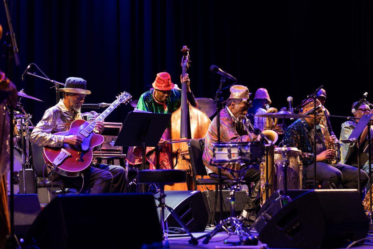Sun Ra Arkestra performs at the Knoxville Civic Auditorium during the Big Ears Festival. Friday, March 28, 2025.