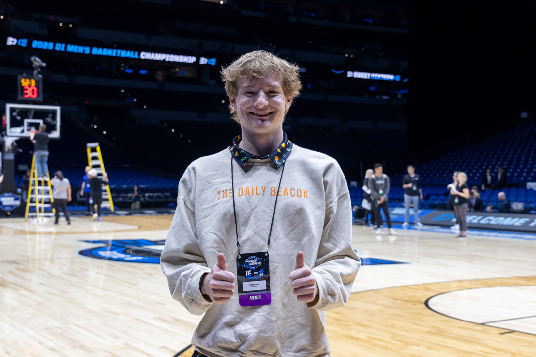 Trevor McGee covers Tennessee basketball in Elite Eight at Lucas Oil Stadium in Indianapolis, Indiana. Friday, March 28, 2025. 