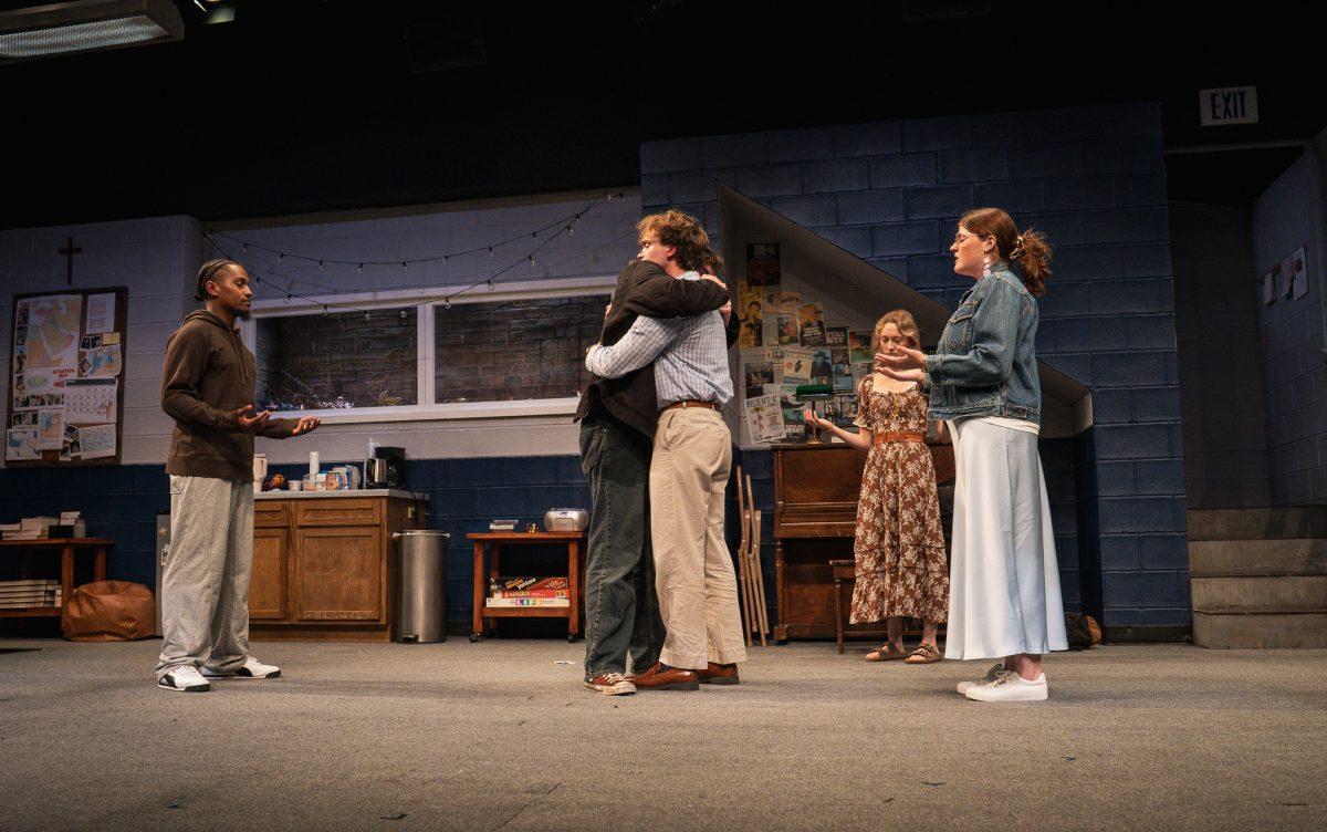 Donte Tolson, Theodore Chase Raynor, Tyler Monroe, Izzy Monti-Chapple and Orianna Stephens in ‘The Harvest’ in The Lab Theatre. Wednesday, Nov. 4, 2025.
