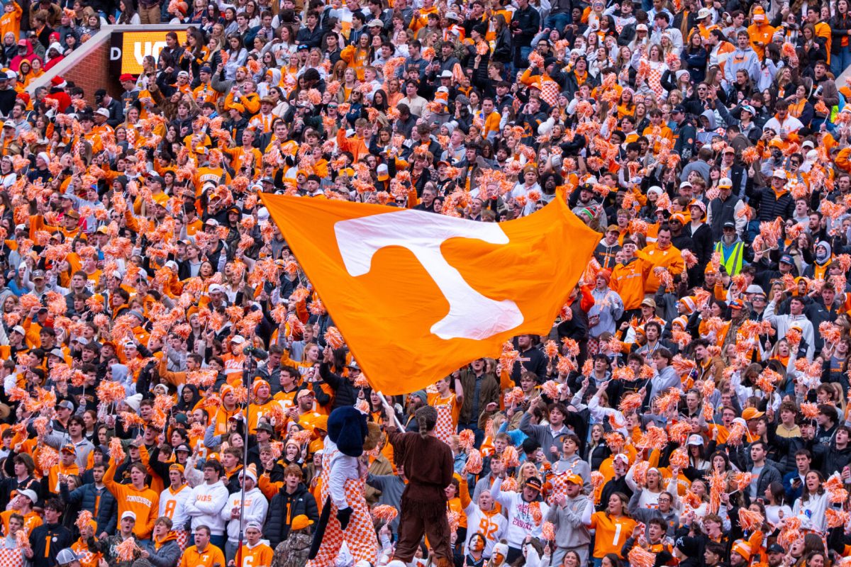 Tennessee fans cheer on the Volunteers during a game against Vanderbilt at Neyland Stadium. Saturday, Nov. 29, 2025.
