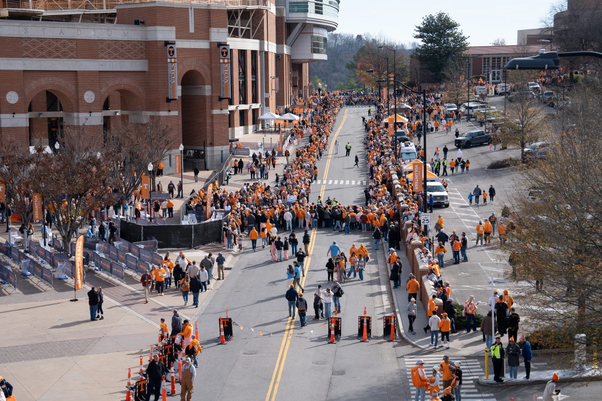 Tennessee fans begin to line up for the Vol Walk outside of Neyland Stadium. Saturday, Nov. 29, 2025.