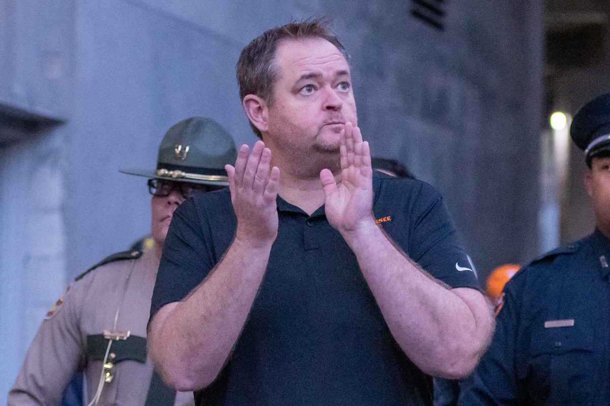 Tennessee head football coach Josh Heupel enters Ben Hill Griffin Stadium for a game against Florida. Saturday, Nov. 22, 2025.