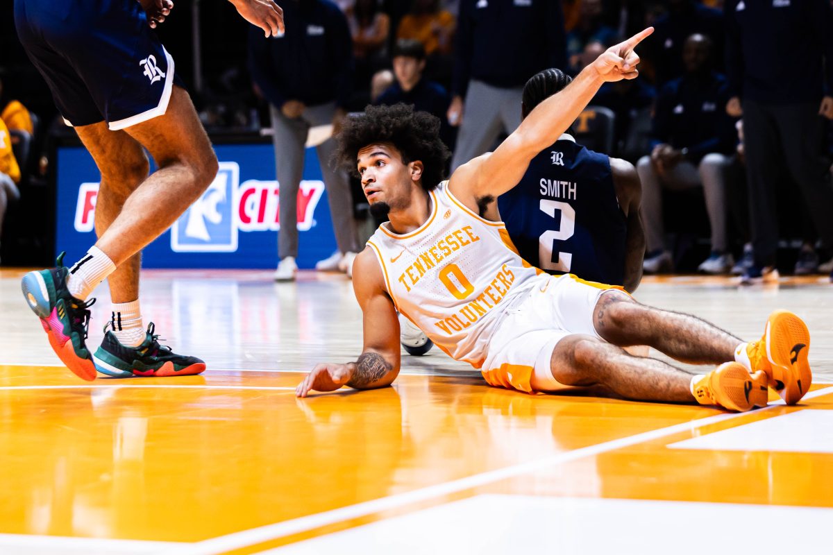 Ja'Kobi Gillespie (0) during the game against Rice in Thompson-Boling Arena at Food City Center. Monday, Nov. 17, 2025.