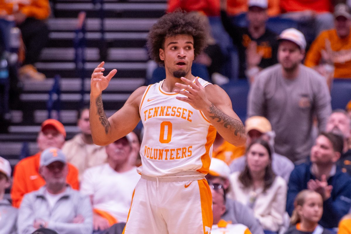 Ja'Kobi Gillespie (0) is called for a foul during a game against Illinois at Bridgestone Arena. Saturday, Dec. 6, 2025.
