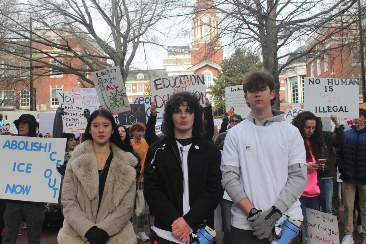 Local high school students and protest organizers Kyle Harper, Kiernan Standish and Eva Eng. Friday Jan. 30, 2025.