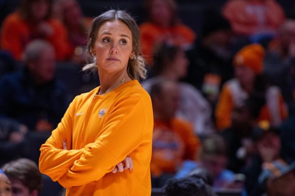 Lady Vols basketball head coach Kim Caldwell during a game against Mississippi State at Food City Center. Thursday, Jan. 29, 2026.