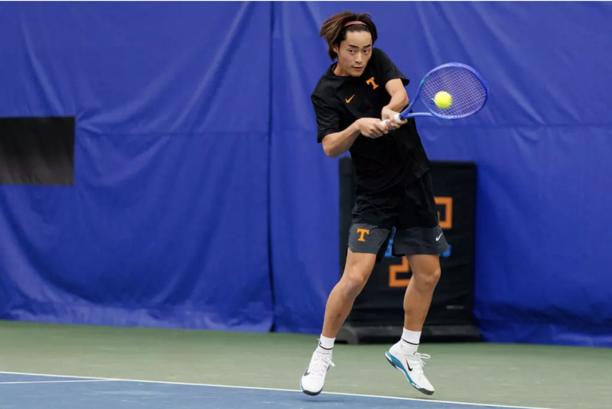 KNOXVILLE, TN - January 29, 2026 - Shion Itsusaki of the Tennessee Volunteers during the game between the Eastern Kentucky Colonels and the Tennessee Volunteers at Goodfriend Tennis Center in Knoxville, TN.