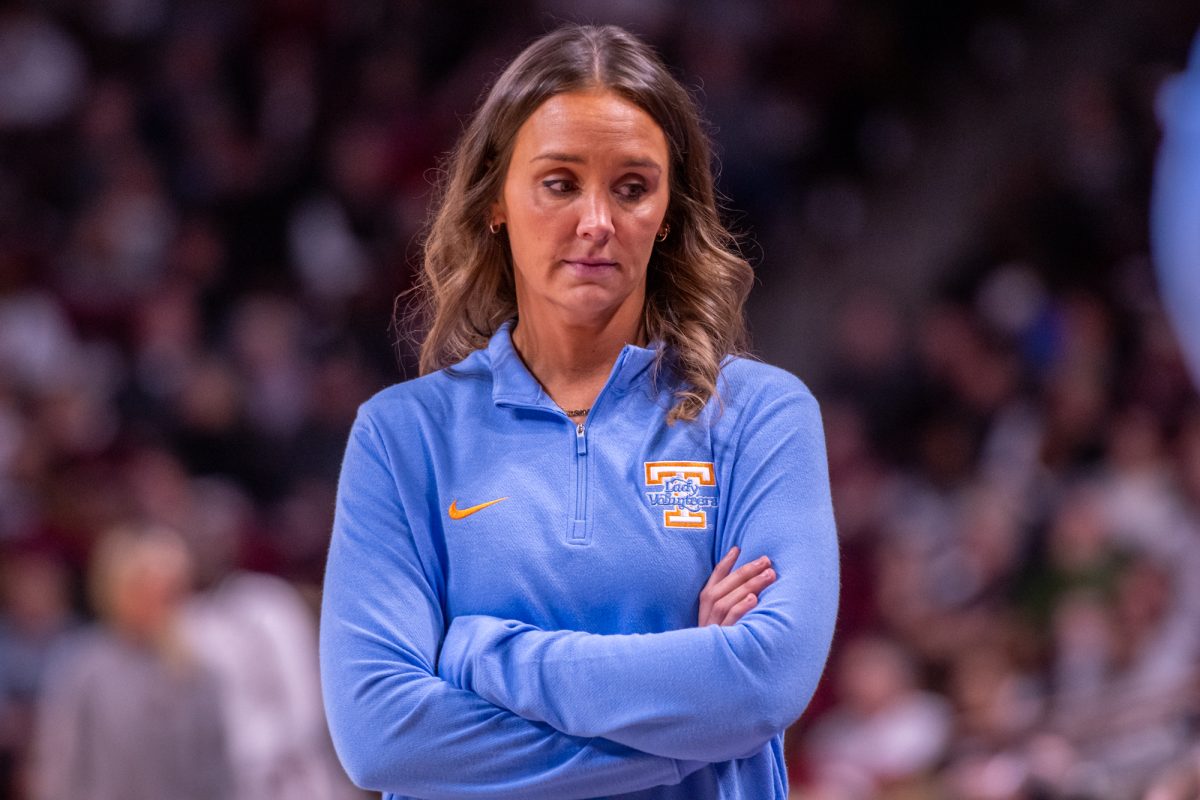 Lady Vols basketball head coach Kim Caldwell during a game against South Carolina at Colonial Life Arena. Sunday, Feb. 8, 2026.